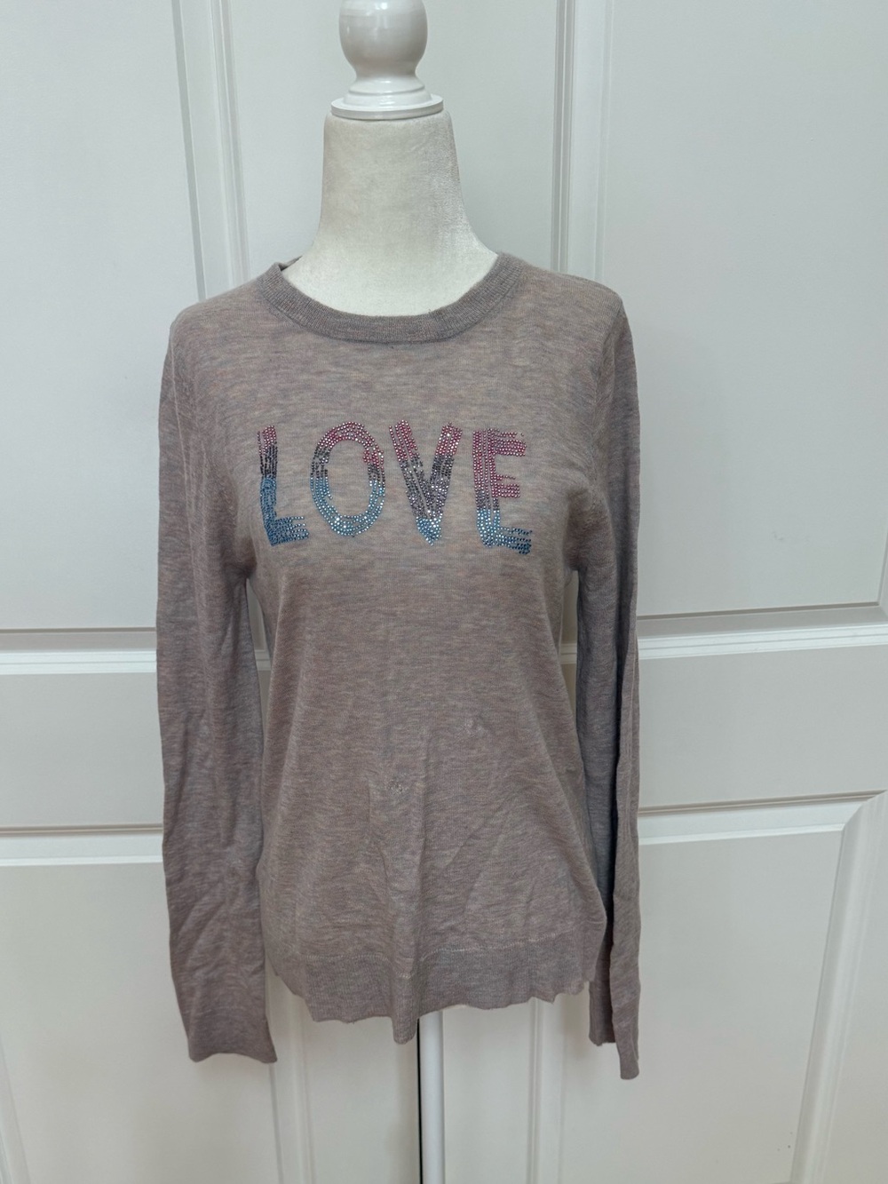 Zadig & Voltaire LOVE Crystal 100% Cashmere Sweater M NWT With Flaws